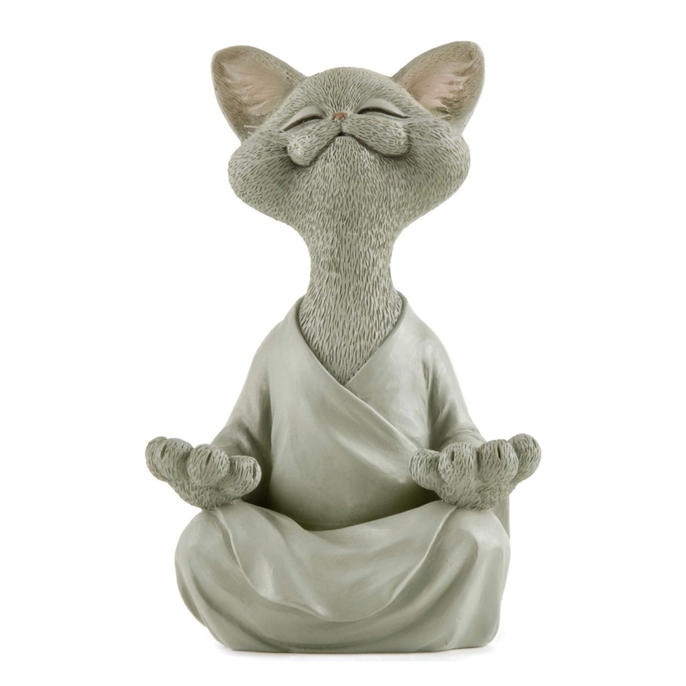 Meditative Cat Sculpture in Gray